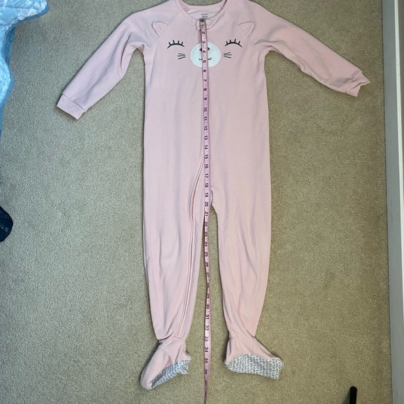 (3 for$19) 1-Piece Pink Cat Fleece Footie Pajamas Carters 5T Kitten - Picture 5 of 9